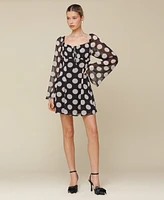 Avec Les Filles Women's Printed Empire-Waist Bell-Sleeve Dress