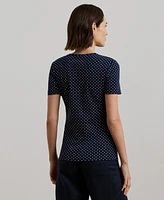 Lauren Ralph Women's Polka-Dot Stretch Cotton Crewneck Tee