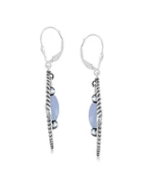 American West Jewelry Sterling Silver Marquise Blue Lace Agate Dangle Earrings