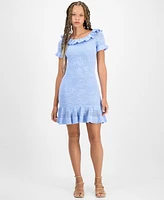 Freshman Juniors' Crocheted Ruffled Mini Dress