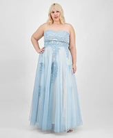 Say Yes Trendy Plus Strapless Embellished Gown, Created for Macy's