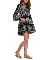 Elan Women's Embroidered Cotton Long-Sleeve Dress