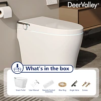 DeerValley Smart Toilet with Bidet Wash Auto Sensor Flush Kick Flush Heated Seat Warm Wash(Remote Included)