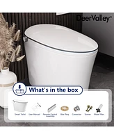 DeerValley Smart Bidet Elongated Toilet, Auto Open & Close, Heated Seat, Wireless Remote Control, Premium