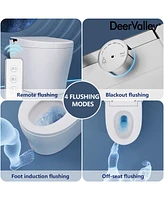 DeerValley Smart Bidet Toilet with Auto Open Lid Auto Flush, Modern Tankless Smart Toilet Equipped with Bidet Warm Wash Heated Seat Night Light(Remote