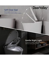 DeerValley Elongated Smart Bidet Toilet Tankless, Foot Kick & Blackout Flush, Warm Wash, Night Light, Advanced