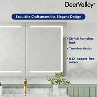 DeerValley 48'' W x 32'' H Led Lights Wall Mounted Medicine Cabinets With Mirrors And 2 Adjustable Shelves