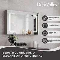 DeerValley 39'' W x 24'' H Led Lights Medicine Cabinets With Mirrors , Defogger, Dimmer, Bluetooth Speaker