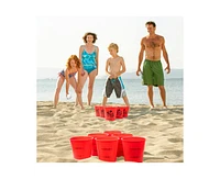 ropoda Giant Yard Pong,Yard Games with Durable Buckets and Balls Red Xl