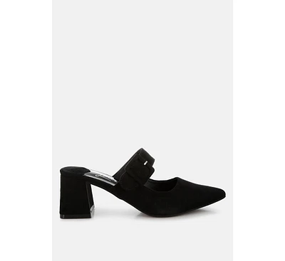 London Rag Amapola Buckle Strap Detail Microfiber Mules