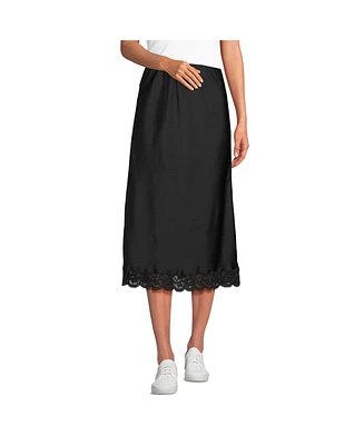 Lands' End Women's Satin Lace Trim Midi Skirt