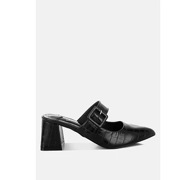 London Rag Pinacola Croco Buckle Strap Detail Mules