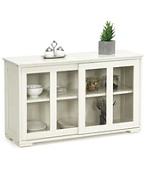 Gouun Sideboard Buffet Cupboard Storage Cabinet with Sliding Door-Antique
