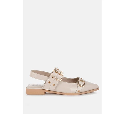 London Rag Betula Eyelets & Buckle Detail Flats