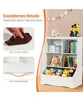 Gouun 3-Tier Children's Multi-Functional Bookcase Toy Storage Bin Floor Cabinet