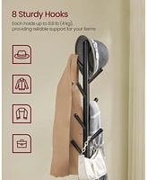Slickblue Freestanding Coat Rack with 8 Hooks and Storage Shelf, Hall Tree for Entryway Organization