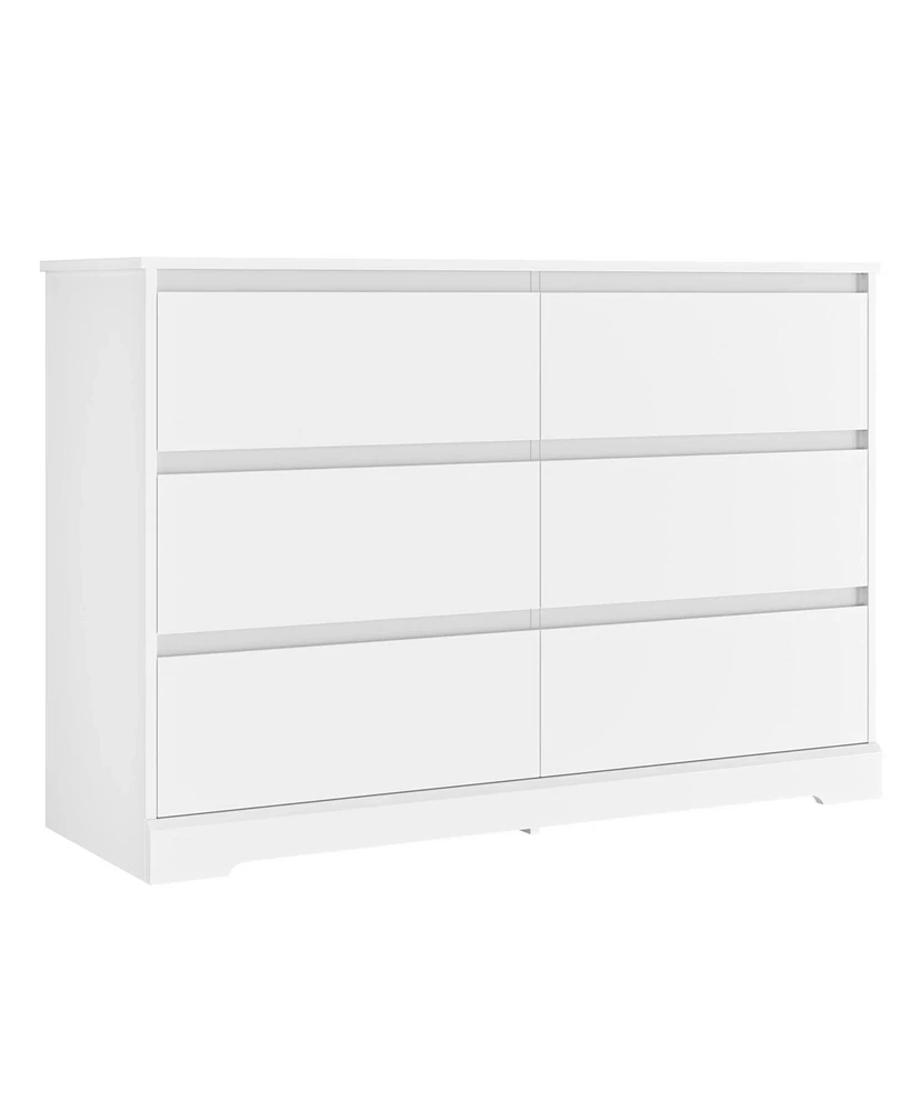 Sugift 6 Drawer White Dresser for Bedroom, Modern Chest of Drawer Wood Storage Cabinet for Entryway Living Room