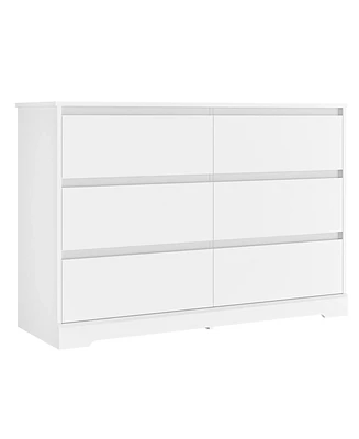 Sugift 6 Drawer White Dresser for Bedroom, Modern Chest of Drawer Wood Storage Cabinet for Entryway Living Room