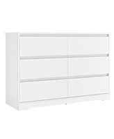 Sugift 6 Drawer White Dresser for Bedroom, Modern Chest of Drawer Wood Storage Cabinet for Entryway Living Room