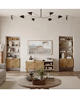 LuxenHome Mid-Century Modern Rope 55.1-Inch Wide Tv Console with Storage