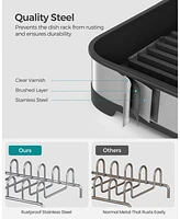 Slickblue Small Dish Drying Rack – Stainless Steel Countertop Dish Rack with Drain, Utensil Holder, Rustproof Design