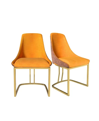 Boyel Living Modern Dining Side Chair with Metal Legs and Swivel Leveling Feet (Set of 2)