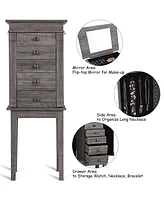 Gouun Standing Jewelry Cabinet Storage Organizer with Wooden Legs