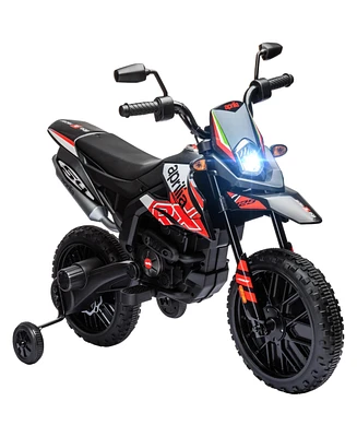 Qaba 12V Aprilia Licenced Kids Motorcycle with Training Wheels,