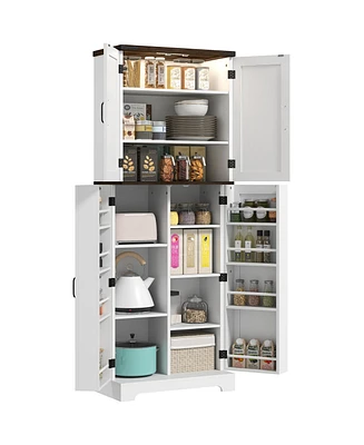 Homcom 64" Kitchen Pantry Storage Cabinet with Motion Sensor Light