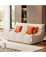 Tribesigns Modern Lazy Floor Sofa with 3 Pillows for Living Room Bedroom, Beige High-Density Foam Giant Bean Bag Couch, Armless 3-Seater Comfy Accent