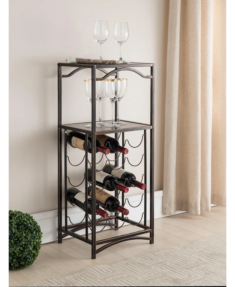 Kings Brand Furniture Metal 15 Bottle Wine Rack Storage Organizer, Brushed Copper