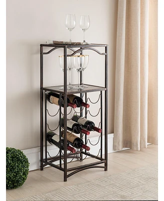 Kings Brand Furniture Metal 15 Bottle Wine Rack Storage Organizer, Brushed Copper