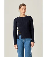 English Factory Women's Gold Button Detailed Knit Top