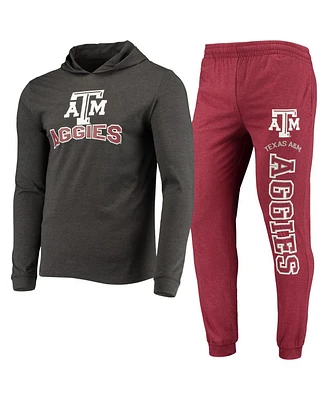 Concepts Sport Men's Maroon/Heather Charcoal Texas A&M Aggies Meter Long Sleeve Hoodie T-Shirt Jogger Pajama Set