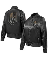 Pro Standard Women's Black Vegas Golden Knights Rhinestone Jewels Satin Full-Snap Jacket