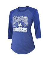 Majestic Women's Royal Los Angeles Dodgers 2024 World Series Champions Tri-Blend 3/4-Sleeve Raglan T-Shirt