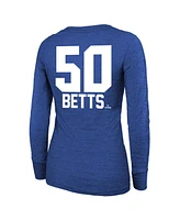 Majestic Women's Mookie Betts Royal Los Angeles Dodgers 2024 World Series Champions Name Number Tri-Blend Long Sleeve Scoop Neck T-Shirt