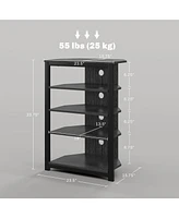 Homcom Tv Stand with Lights, 5-Tier Storage Shelves and Steel Frame