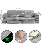 gaomon 12 Pcs Modular Kids Large Play Couch, Star Glow in The Dark Sofa for Children, Convertible Foam and Floor Cushion for Boys and Girls, Versatile