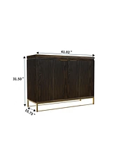 Boyel Living Wooden 2-Door Accent Cabinet with Stainless Steel Leg