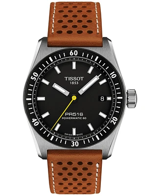 Tissot Men's Swiss Automatic PR516 Powermatic 80 Perforated Leather Strap Watch 38mm