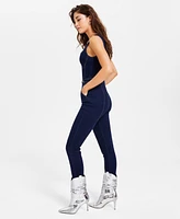 Guess Women's Carla Denim Sleeveless Corset-Structure Jumpsuit