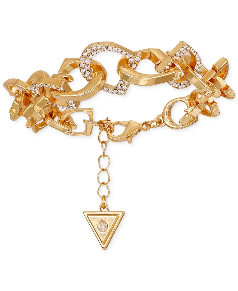 Guess Gold-Tone Pave G Link Line Bracelet