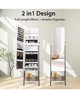 Gouun Freestanding Jewelry Cabinet with Full-Length Mirror