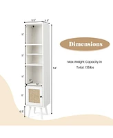 Gouun 4 Tiers Rattan Storage Cabinet with Slim Design