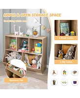 Gouun 5-Cube Wooden Kids Toy Storage Organizer with Anti-Tipping Kits