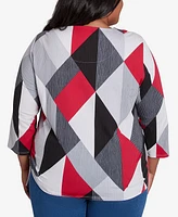 Alfred Dunner Plus Stained Glass Print Crew Neck Top