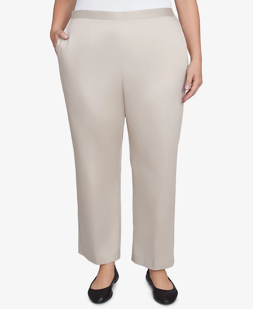 Alfred Dunner Plus Coming Up Roses Sateen Woven Average Length Pants