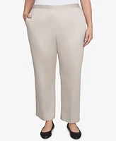 Alfred Dunner Plus Coming Up Roses Sateen Woven Average Length Pants