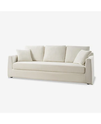 Hulala Home Zacharias Modern 85" Slipcovered Sofa with Square Flange Arm